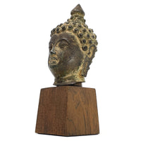 19th Century Thai Bronze Buddha Head - 6.75" H X 3" W X 3" D (No. 2)