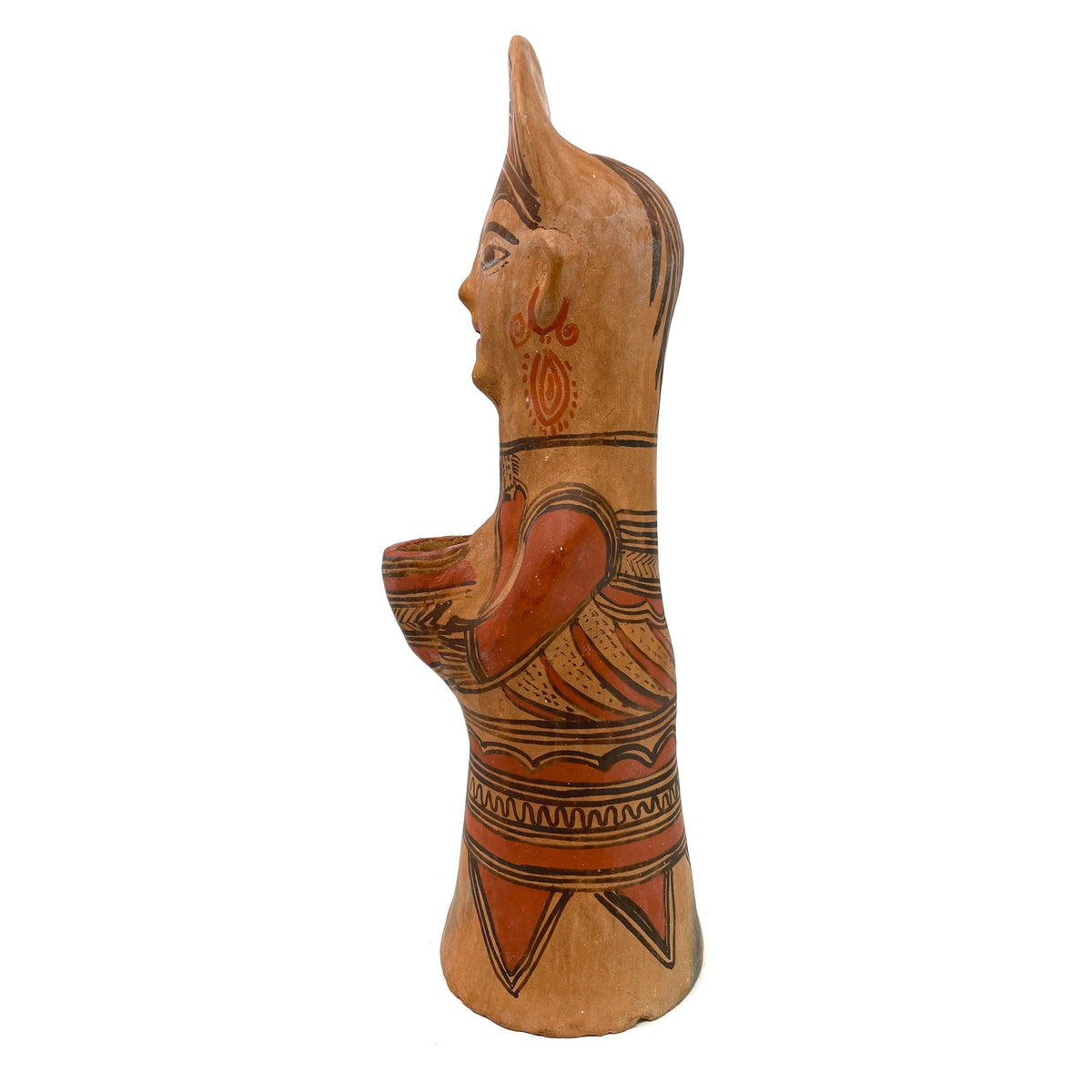 1950s Nahua Female Figurine from San Agustín Oapan, Guerrero, Mexico - 12.5" H X 4.5" Diam. (#5)