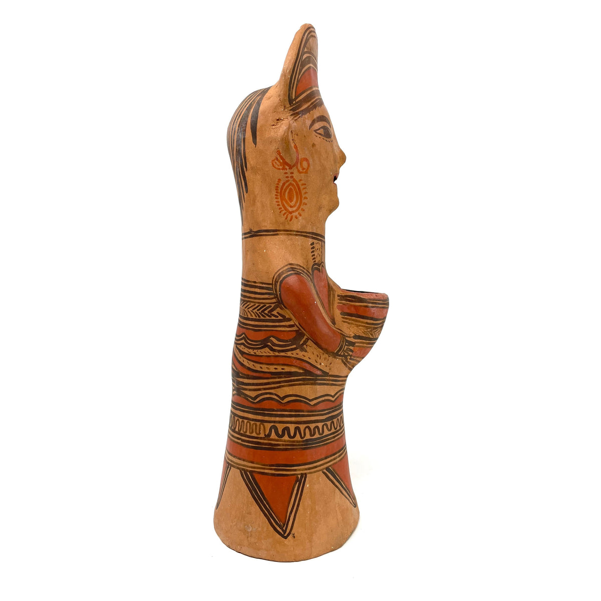 1950s Nahua Female Figurine from San Agustín Oapan, Guerrero, Mexico - 12.5" H X 4.5" Diam. (#5)