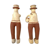 Set of Two Don Mamerto Sánchez Cárdenas Folk Art 'Bottle' Musicians (Saxophone Player & Drummer) from Peru - 14" H X 4.5" W X 3.5" D (Each)