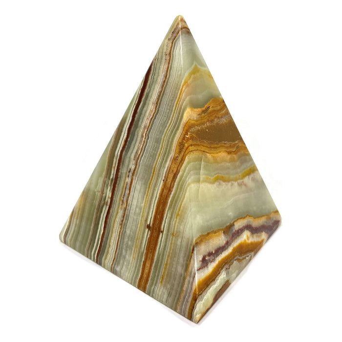 Multicolor/Green Solid Onyx Pyramid - 4" L X 4" W X 5.5" H