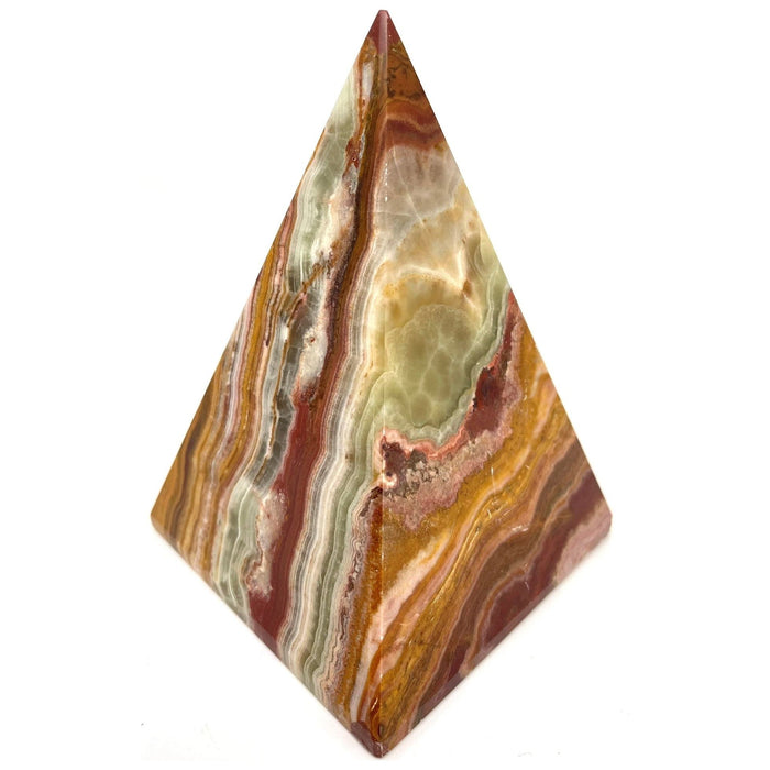 Multicolor/Green Solid Onyx Pyramid - 4.5" H X 3.2" L X 3.2" W