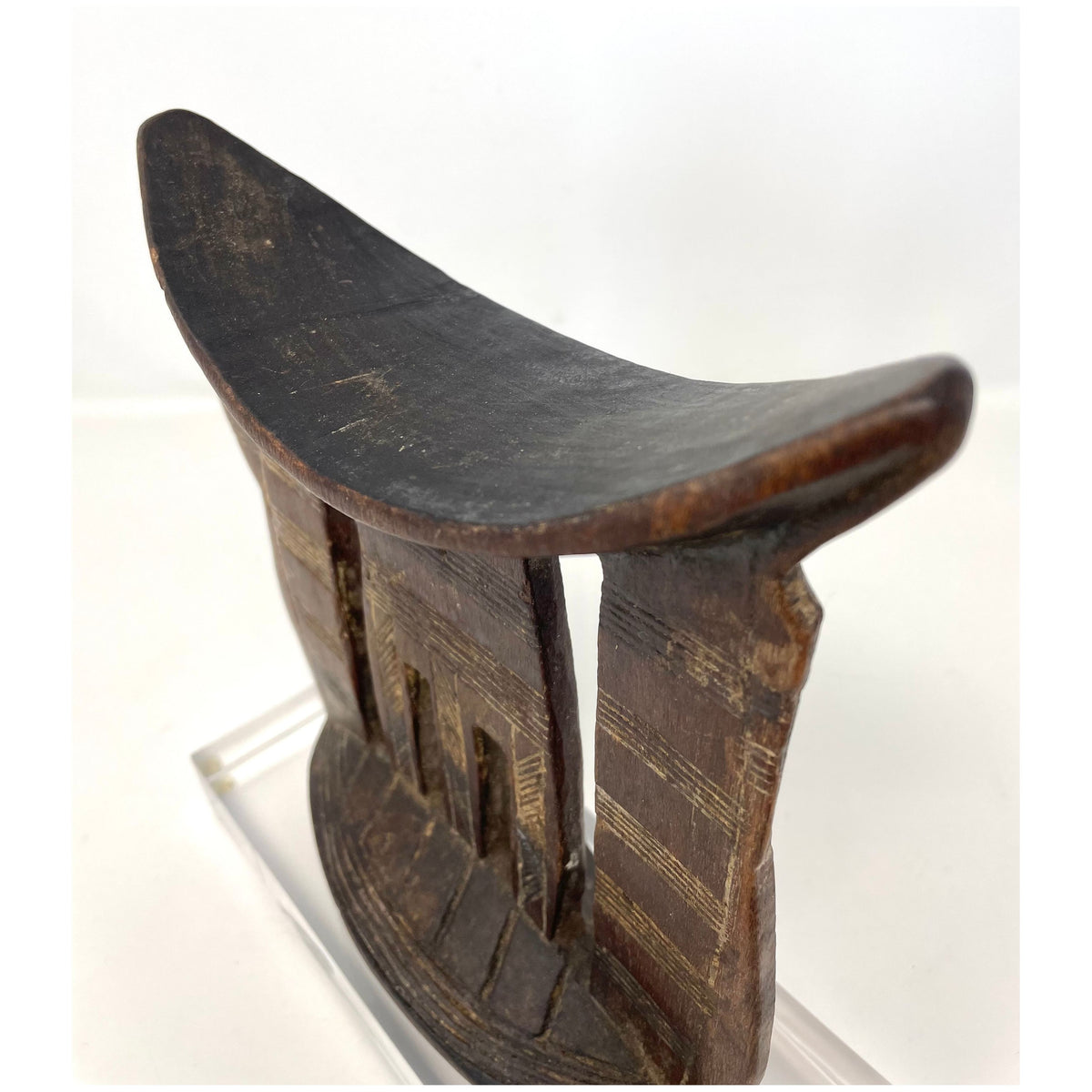 Vintage Ethiopian Kambaata Headrest with Acrylic Base