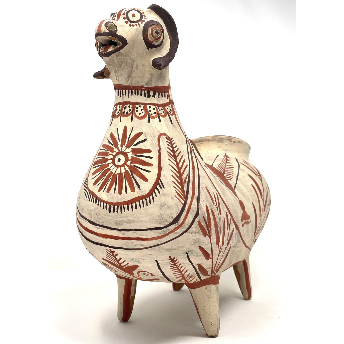 Large Folk Art Llama from Peru Measuring 12 Inches Tall by 12 Inches Long