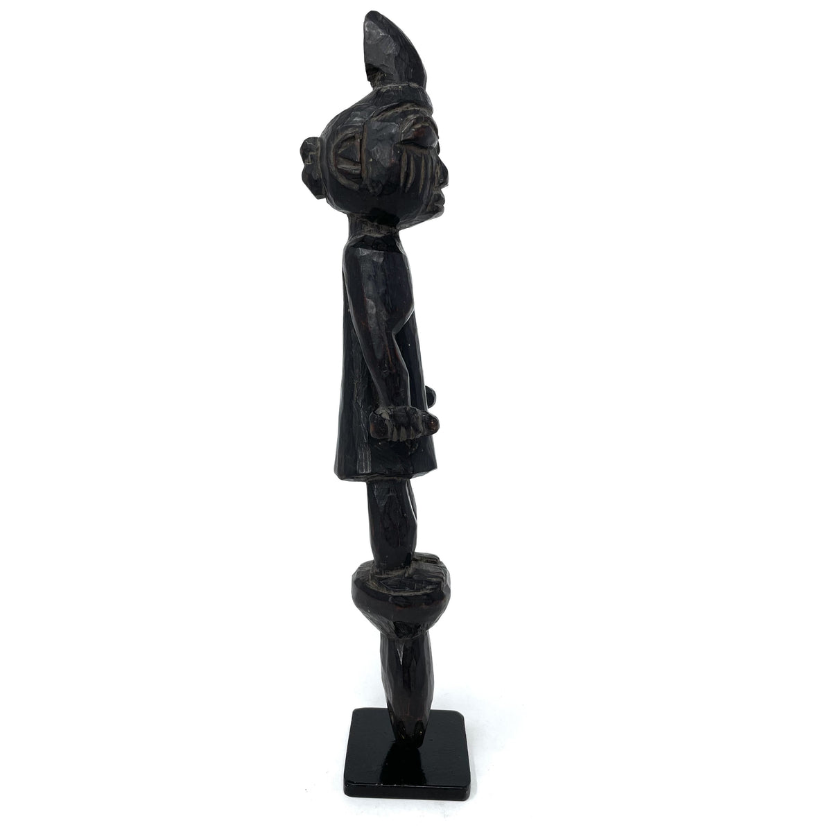 Yoruba Male Carving with Black Metal Stand