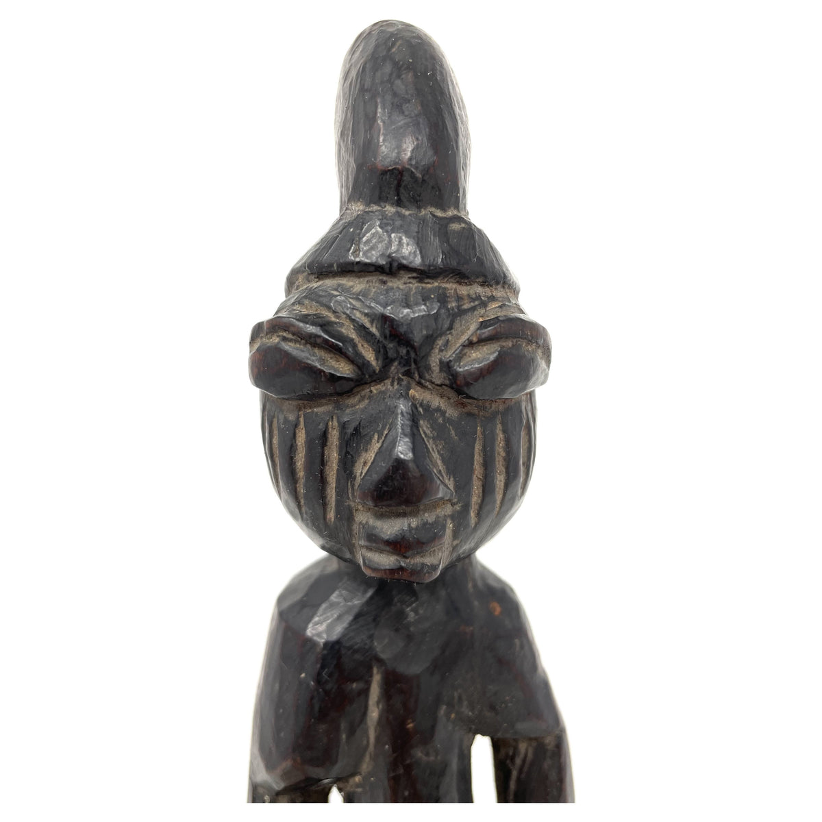 Yoruba Male Carving with Black Metal Stand