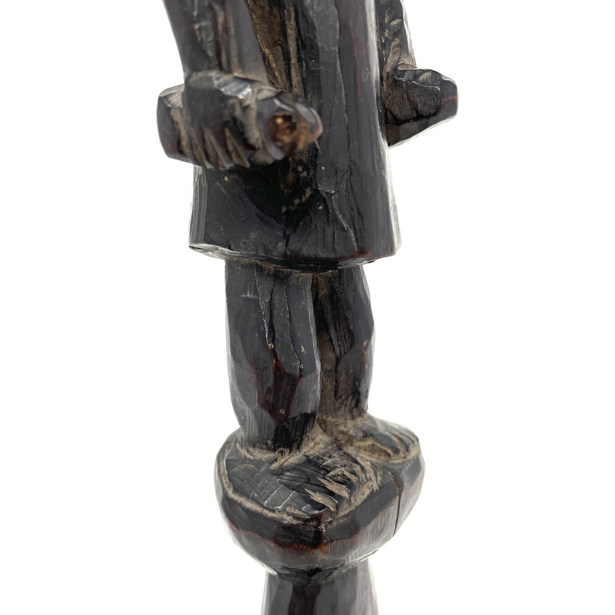 Yoruba Male Carving with Black Metal Stand