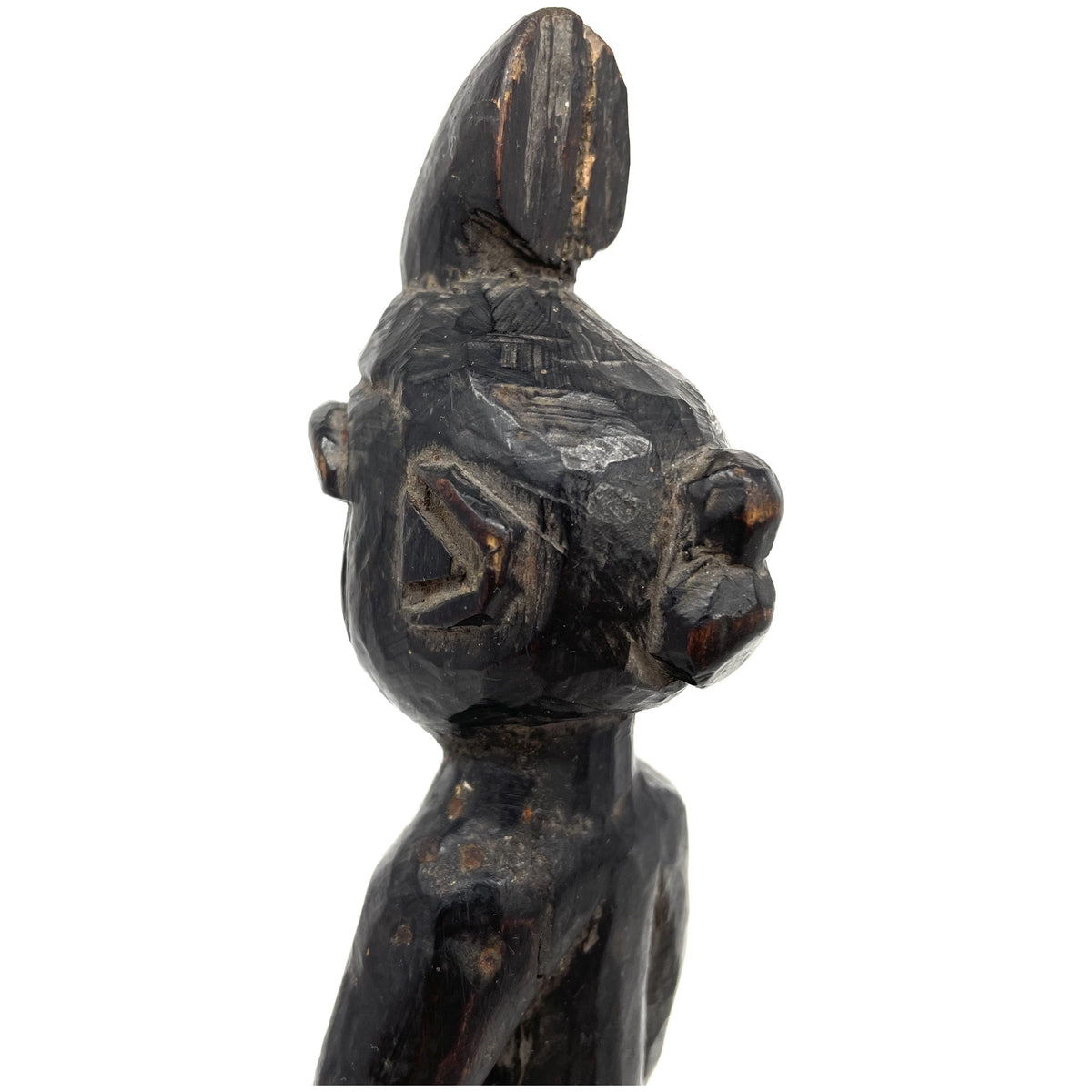 Yoruba Male Carving with Black Metal Stand