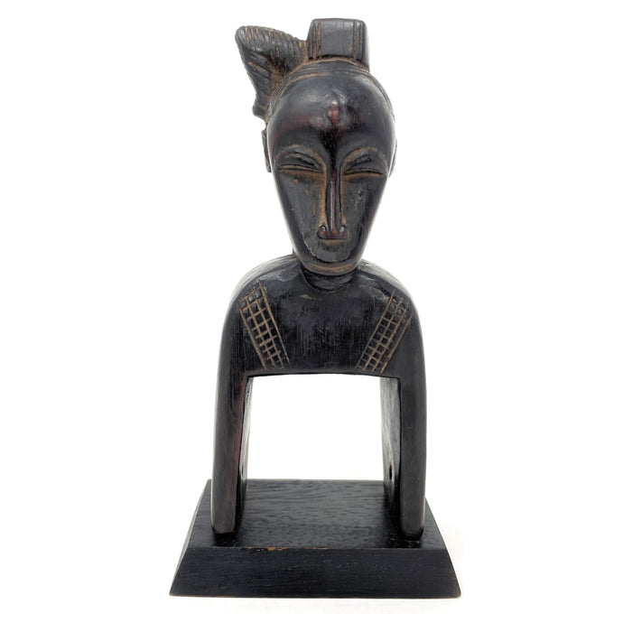 Baule-Style Heddle Pulley with Female Head from Ivory Coast.