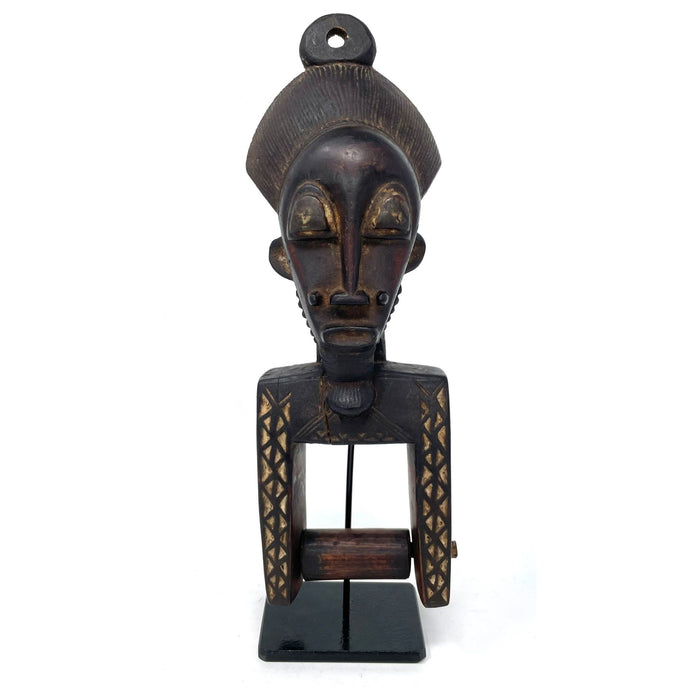 Baule Heddle Pulley with Male Head from Ivory Coast - 11" H