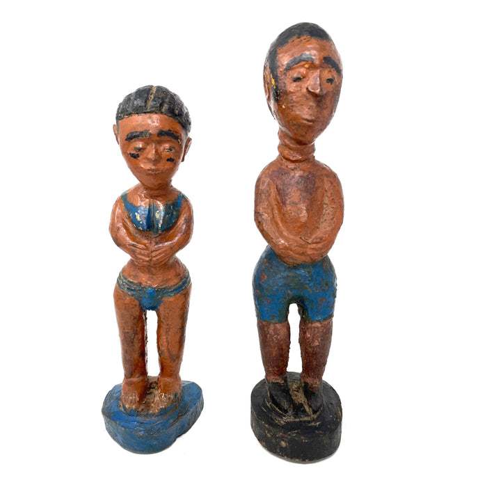 Male & Female Pair of Colonial Figures from Ivory Coast.