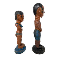 Pair of Baule Colonial Period Wooden Painted Figures from Ivory Coast/Côte d’Ivoire