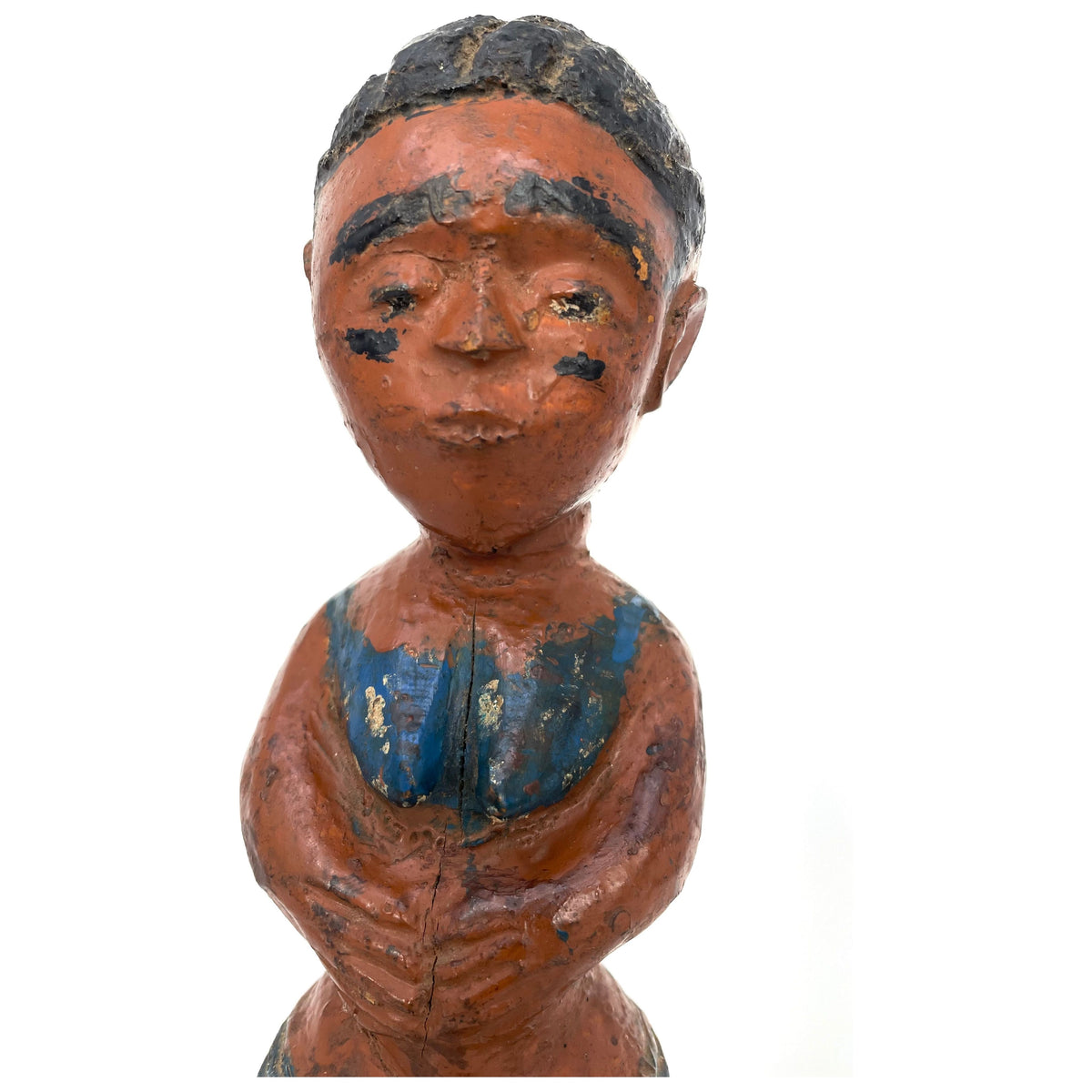 Pair of Baule Colonial Period Wooden Painted Figures from Ivory Coast/Côte d’Ivoire