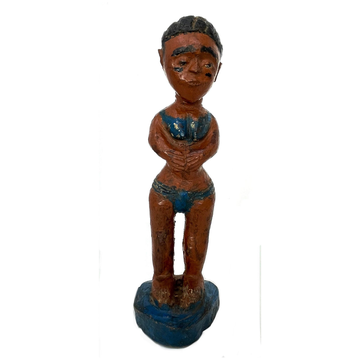 Pair of Baule Colonial Period Wooden Painted Figures from Ivory Coast/Côte d’Ivoire