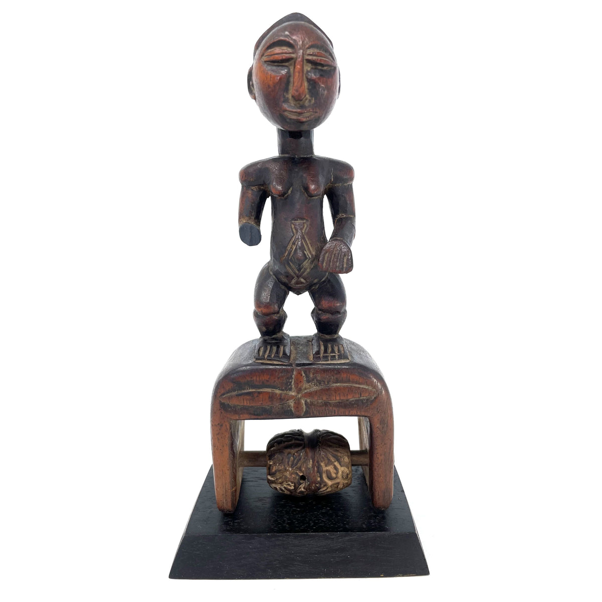 Baule-Style Heddle Pulley with Anthropomorphic Figure from Ivory Coast/Côte d’Ivoire