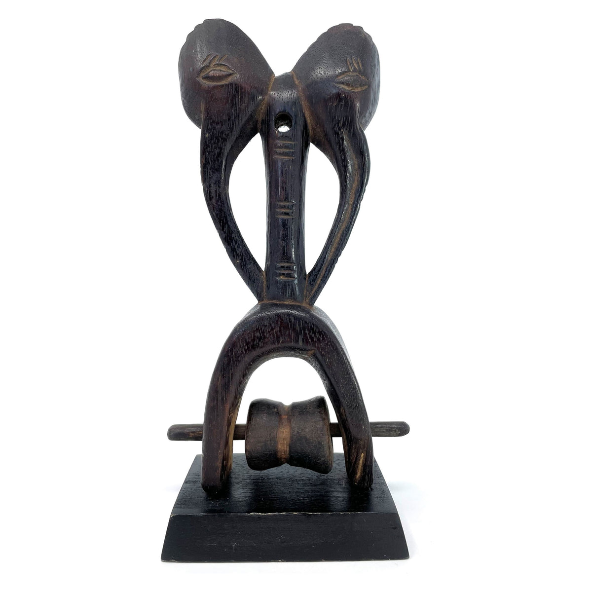 Senofu-Style Heddle Pulley with Double Hornbill Figure from Ivory Coast/Côte d’Ivoire