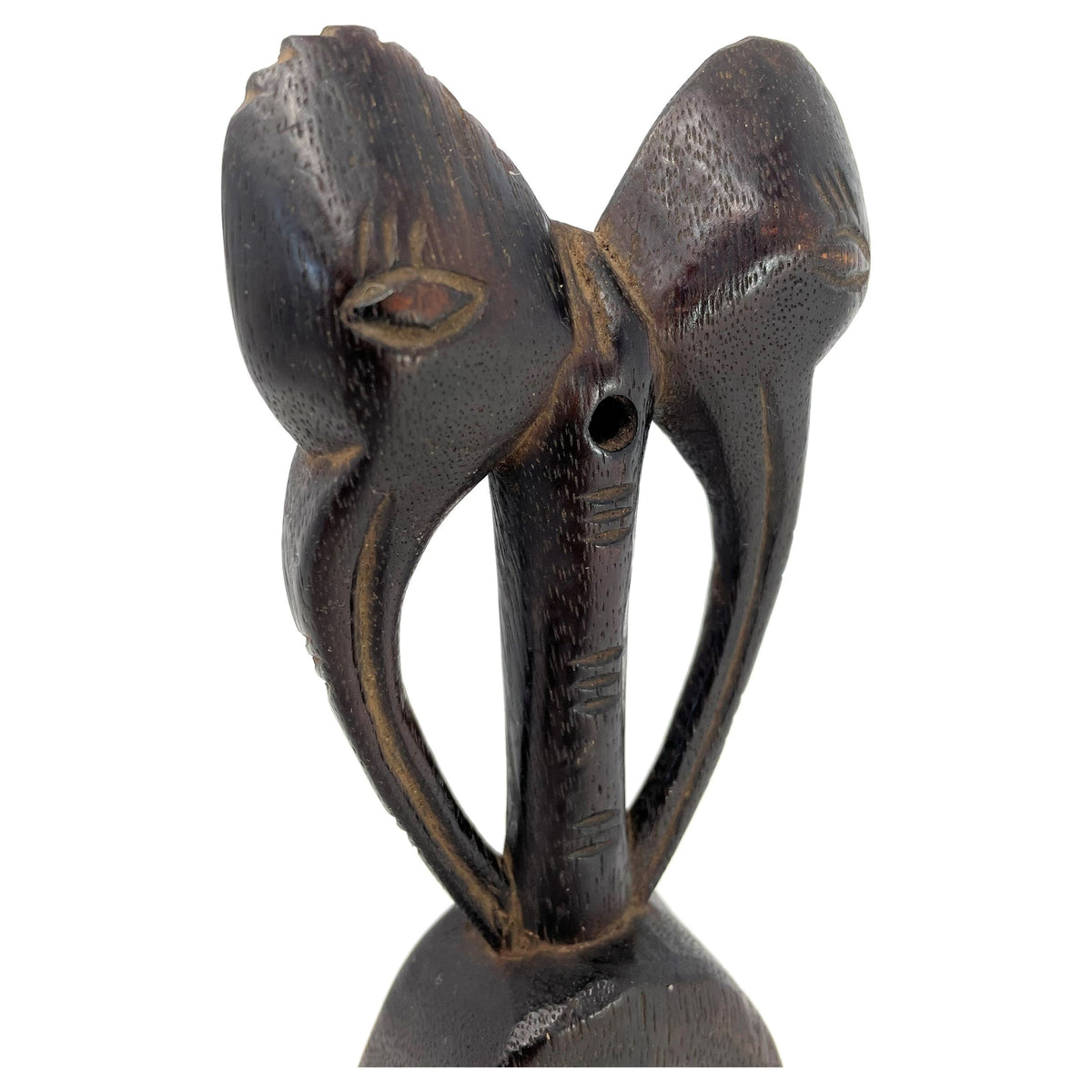 Senofu-Style Heddle Pulley with Double Hornbill Figure from Ivory Coast/Côte d’Ivoire