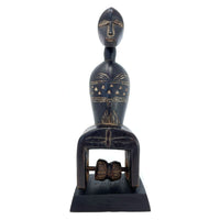 Guro/Baule-Style Heddle Pulley with Male Figure from Ivory Coast/Côte d’Ivoire