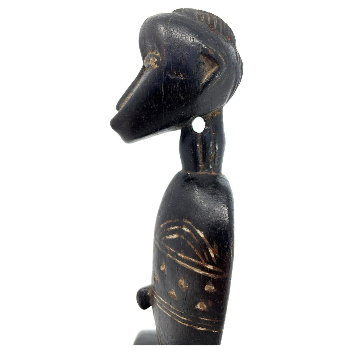 Guro/Baule-Style Heddle Pulley with Male Figure from Ivory Coast/Côte d’Ivoire