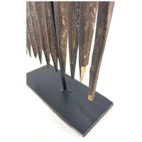 Ashanti Hand-Carved Wooden Comb with Custom Metal Stand from Ghana - 13.5" H X 6.5" W X 1.5" D