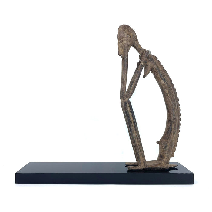 Dogon Bronze Woman Figure from Mali on Black Acrylic Base