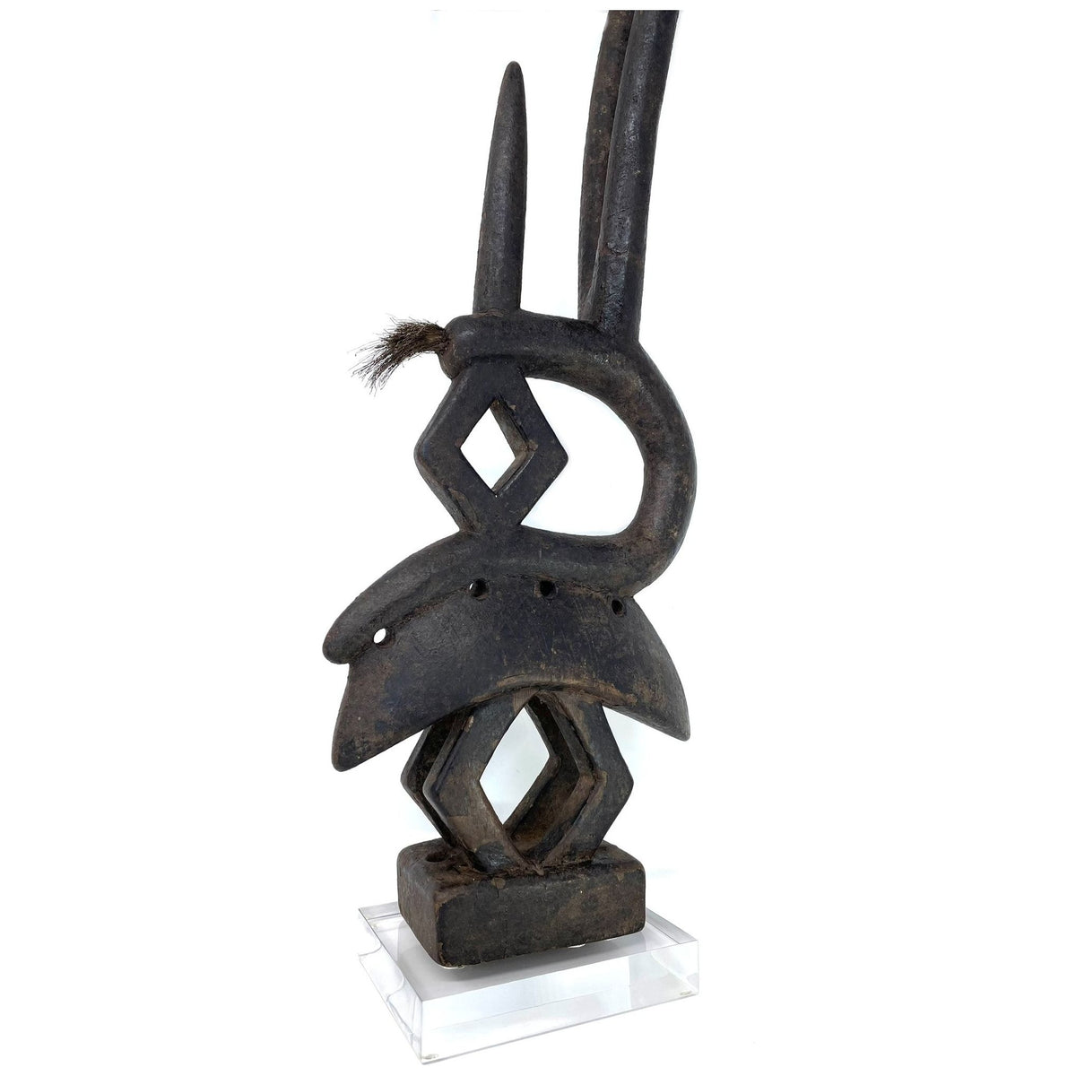 Abstract Bamana/Bambara Chiwara Carved Wood Figure Headdress from Mali - 22.75" H X 7.25" D X 2.75" W