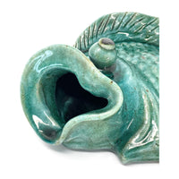 Pair of Vintage Celadon-Colored Vietnamese Ceramic Fish for Wall Display - 13" H X 9.5" L X 4.5" D (Each)