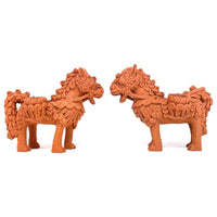 Pair of Vintage Terracotta Lions from Nepal - 10" H X 8" L X 5" W (Each)