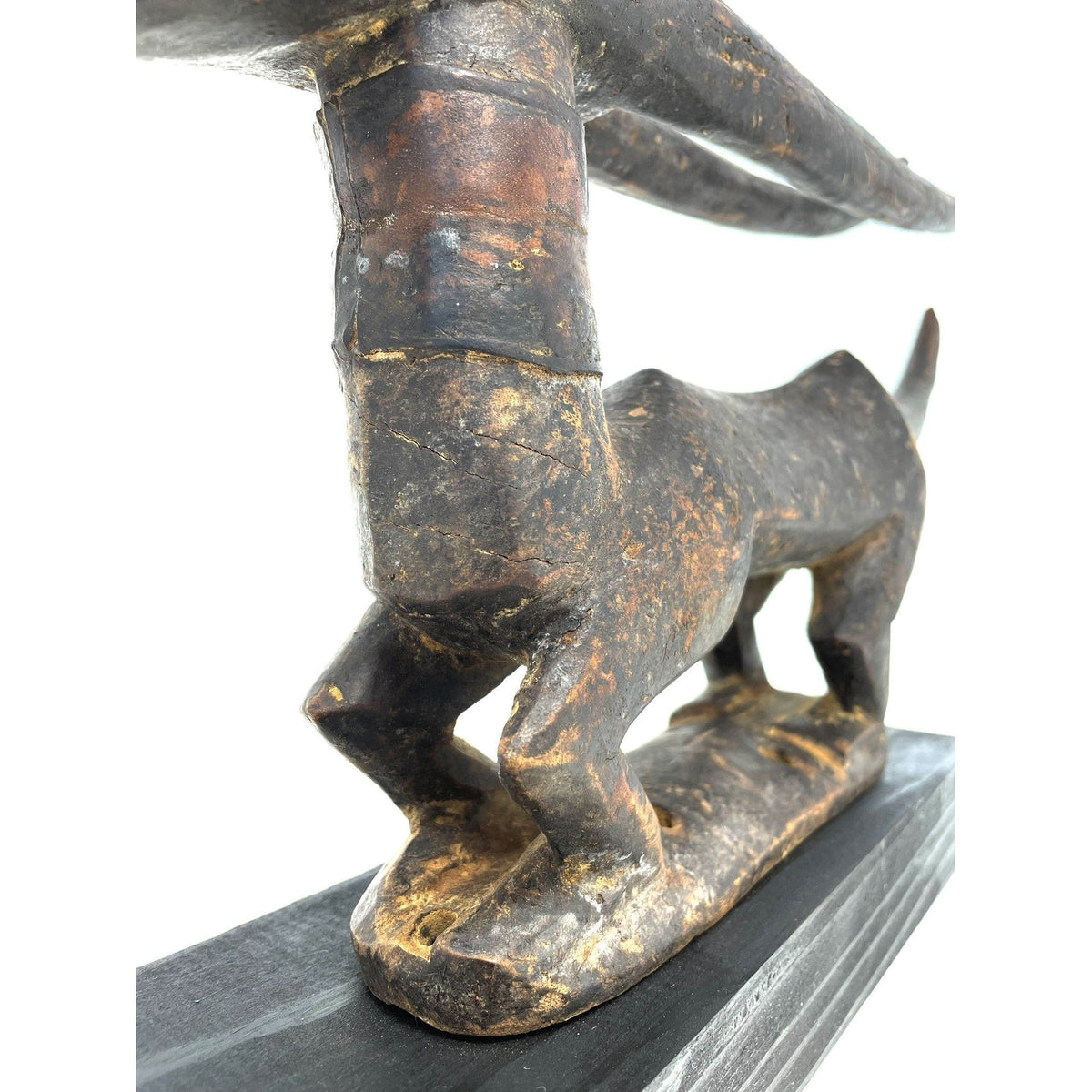 Horizontal Bamana/Bambara Chiwara Carved Wood Figure Headdress from Mali -  11" H X 21" L X 2.5" D