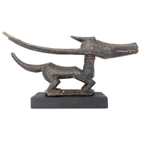 Horizontal Bamana/Bambara Chiwara Carved Wood Figure Headdress from Mali -  11" H X 21" L X 2.5" D