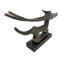 Horizontal Bamana/Bambara Chiwara Carved Wood Figure Headdress from Mali -  11" H X 21" L X 2.5" D