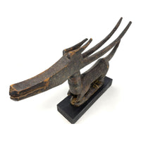 Horizontal Bamana/Bambara Chiwara Carved Wood Figure Headdress from Mali -  11" H X 21" L X 2.5" D