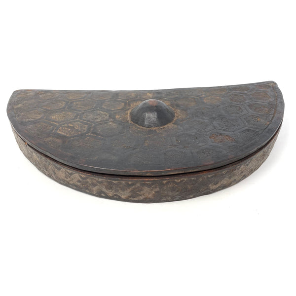 Crescent Shaped Kuba Wooden Tukula Box from Congo