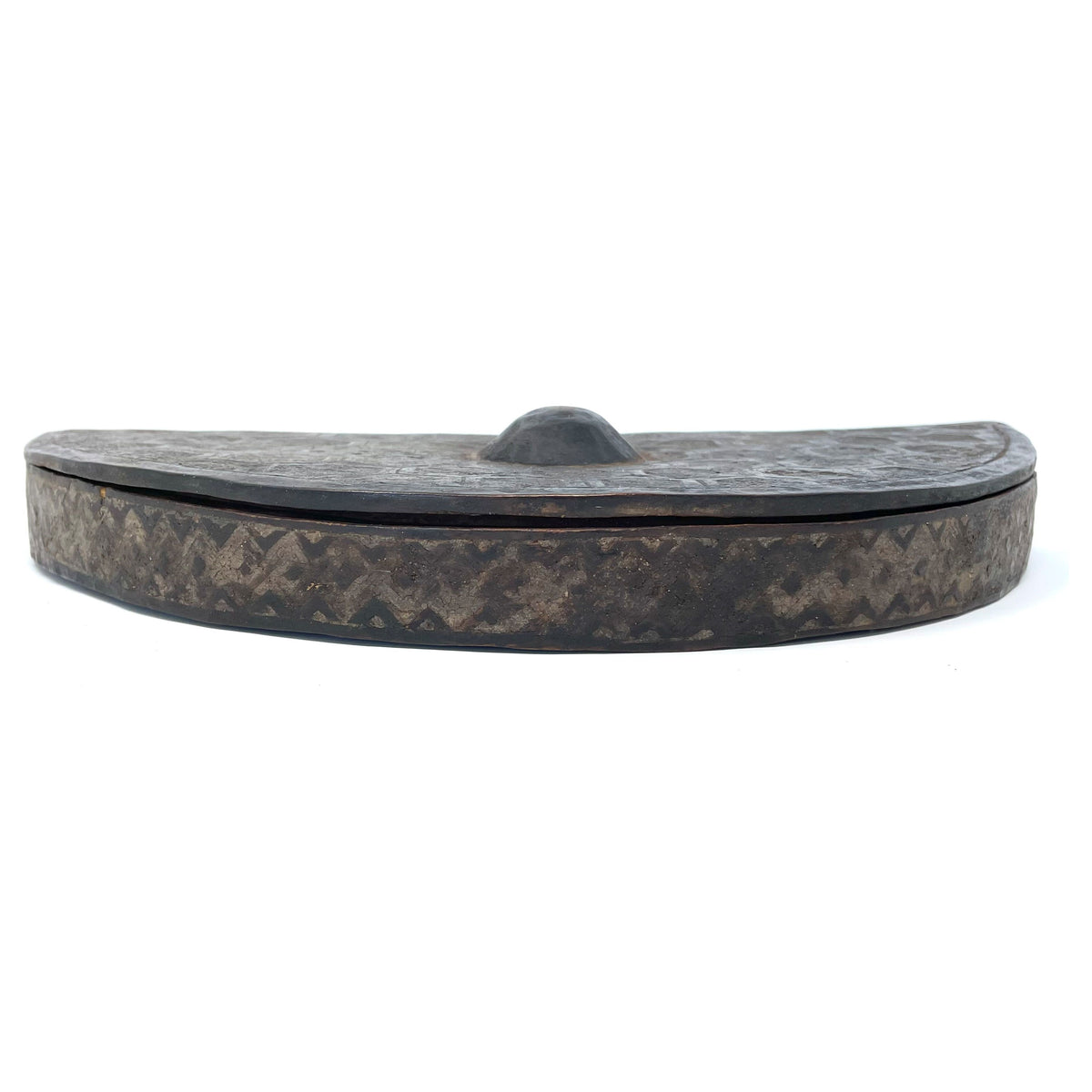 Crescent Shaped Kuba Wooden Tukula Box from Congo