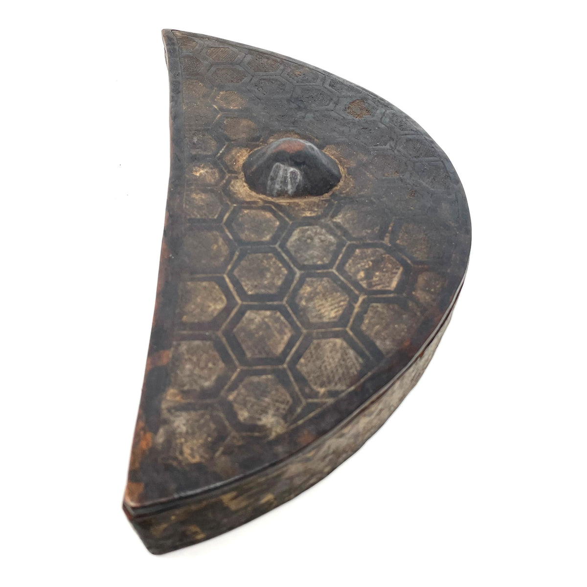 Crescent Shaped Kuba Wooden Tukula Box from Congo