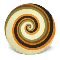 Zulu Imbenge Telephone Wire Basket from South Africa with Earth Tone Coloration and Swirl Design Measuring 12.5 Inches Diameter by 2.5 Inches Tall