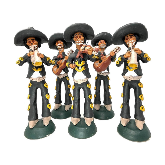 5-Piece Folk Art 'Día de los Muertos' Mariachi Band from Metepec, Mexico - 13.5" H X 5" Diam. (Each)