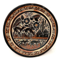 Two Vintage Tlaquepaque Decorative Plates in 'Petatillo Noche-Style' from Jalisco, Mexico - 12" & 13.6" Diam.