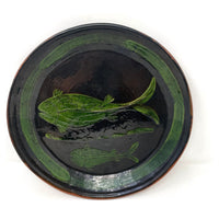 Vintage Patamban Black & Green Plate Featuring Two Fish from Michoacán, Mexico - 11" Diam. X 1.25" H