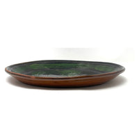 Vintage Patamban Black & Green Plate Featuring Two Fish from Michoacán, Mexico - 11" Diam. X 1.25" H