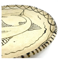 Vintage Tzintzuntzan Plate Featuring a Large Fish from Michoacán, Mexico - 10.5" Diam. X 1.25" H