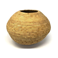 Large Vintage Monochromatic Natural/Buff Colored Botswana Basket Measuring 14 Inches Diameter by 10 Inches Tall