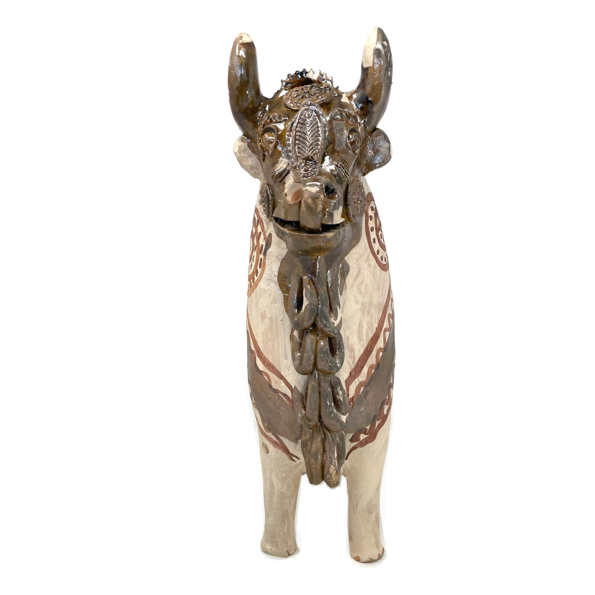 Vintage Pucará Folk Art Bull from Peru - 12" H X 11" L X 4.25" W