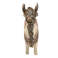 Vintage Pucará Folk Art Bull with Beige Coloration from Peru - 12: H X 11" L X 4.25" W