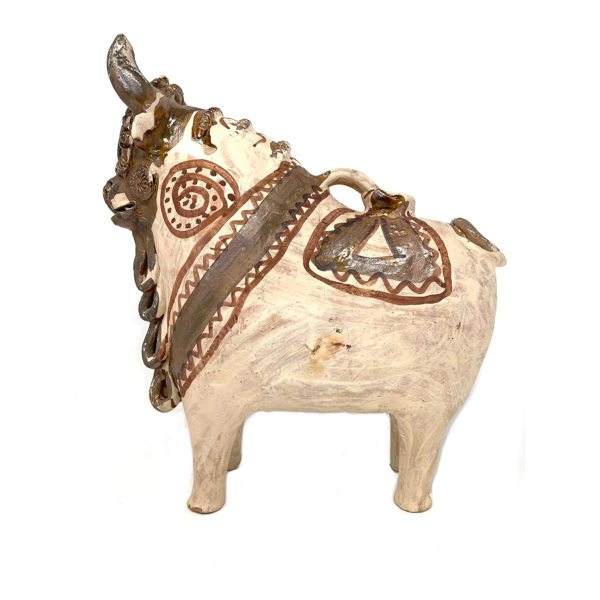 Vintage Pucará Folk Art Bull from Peru - 12" H X 11" L X 4.25" W