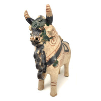 Large Vintage Pucará Folk Art Bull from Peru Measuring 14 Inches Tall by 13 Inches Long