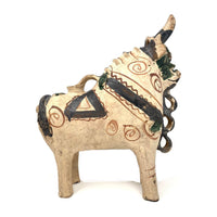 Large Vintage Pucará Folk Art Bull from Peru Measuring 14 Inches Tall by 13 Inches Long