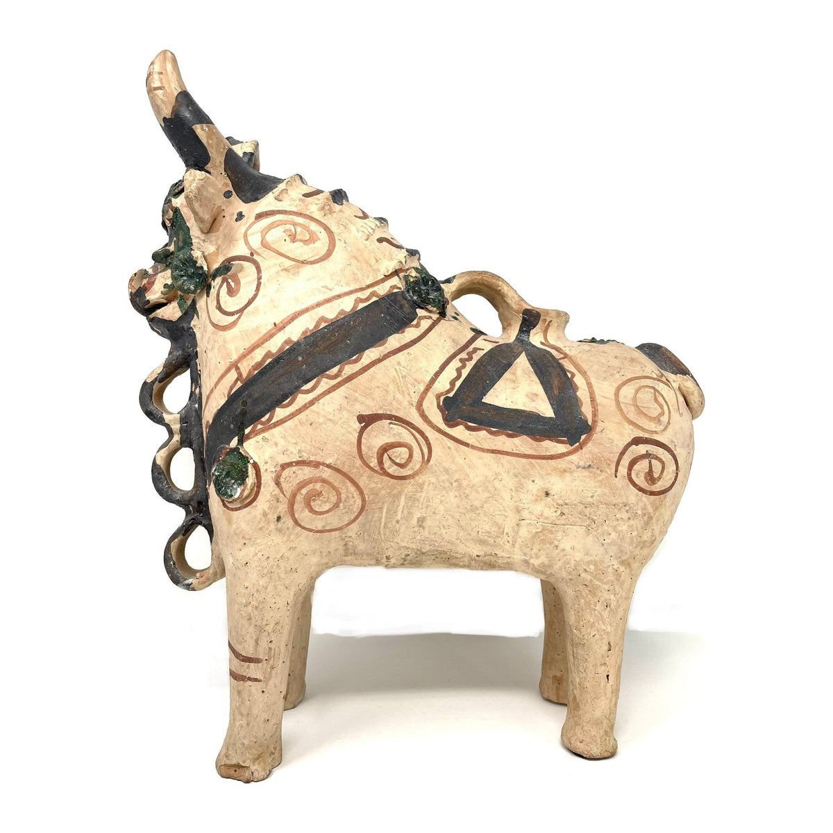 Large Vintage Pucará Folk Art Bull from Peru - 14" H X 13" L X 5" W