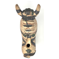 Large Vintage Pucará Folk Art Bull from Peru Measuring 14 Inches Tall by 13 Inches Long