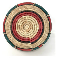 Vintage Nigerian Hausa Multi-Colored Coiled Basket Measuring 10.25 Inches Diameter by 6 Inches Tall